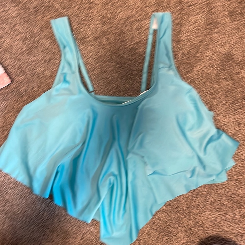 Rosegal teal flowy bikini top size 1X